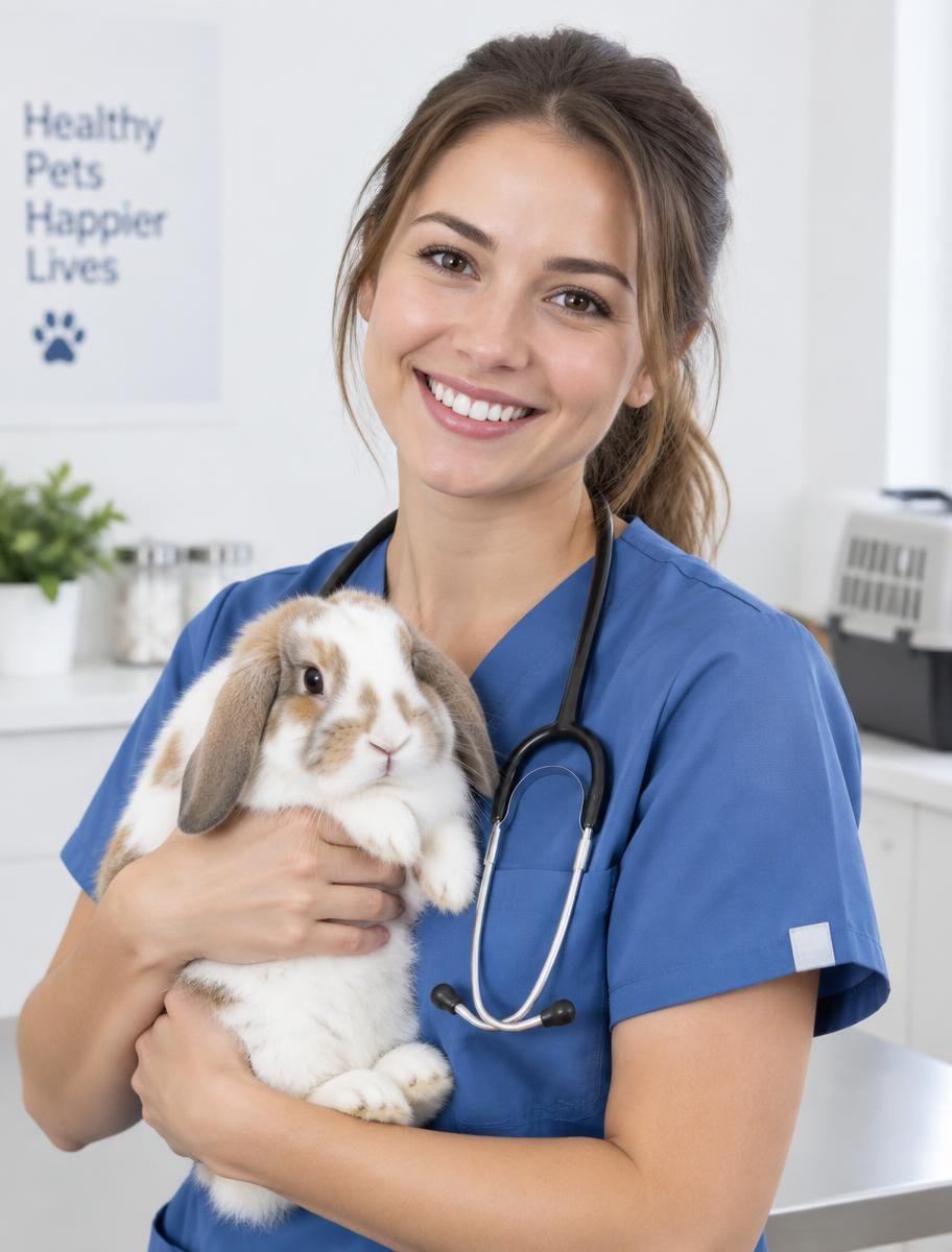 City Petcare Hospital & Urgent Care veterinarian holding a rabbit