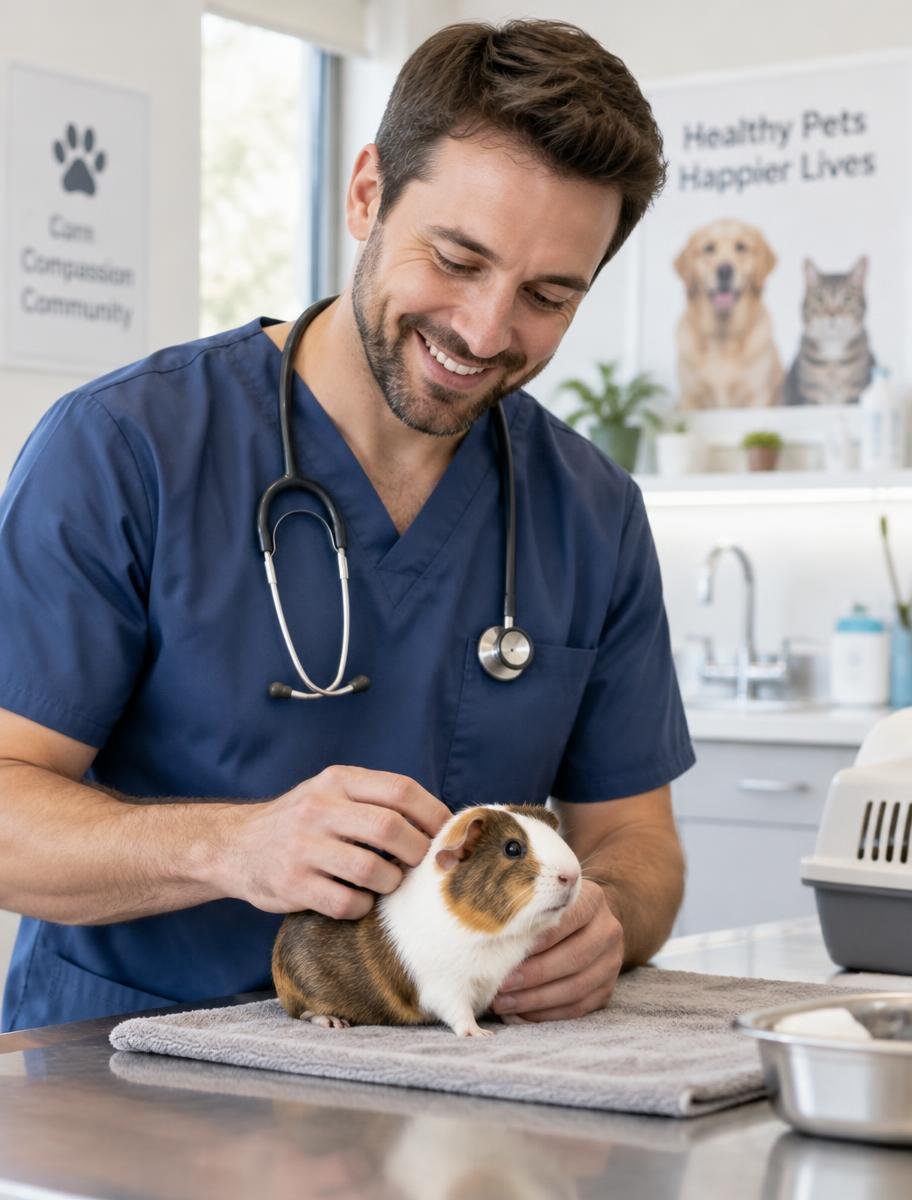 City Petcare Hospital & Urgent Care care team member with a guinea pig